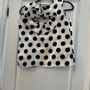 Black and White Polka Dot Sleeveless Top